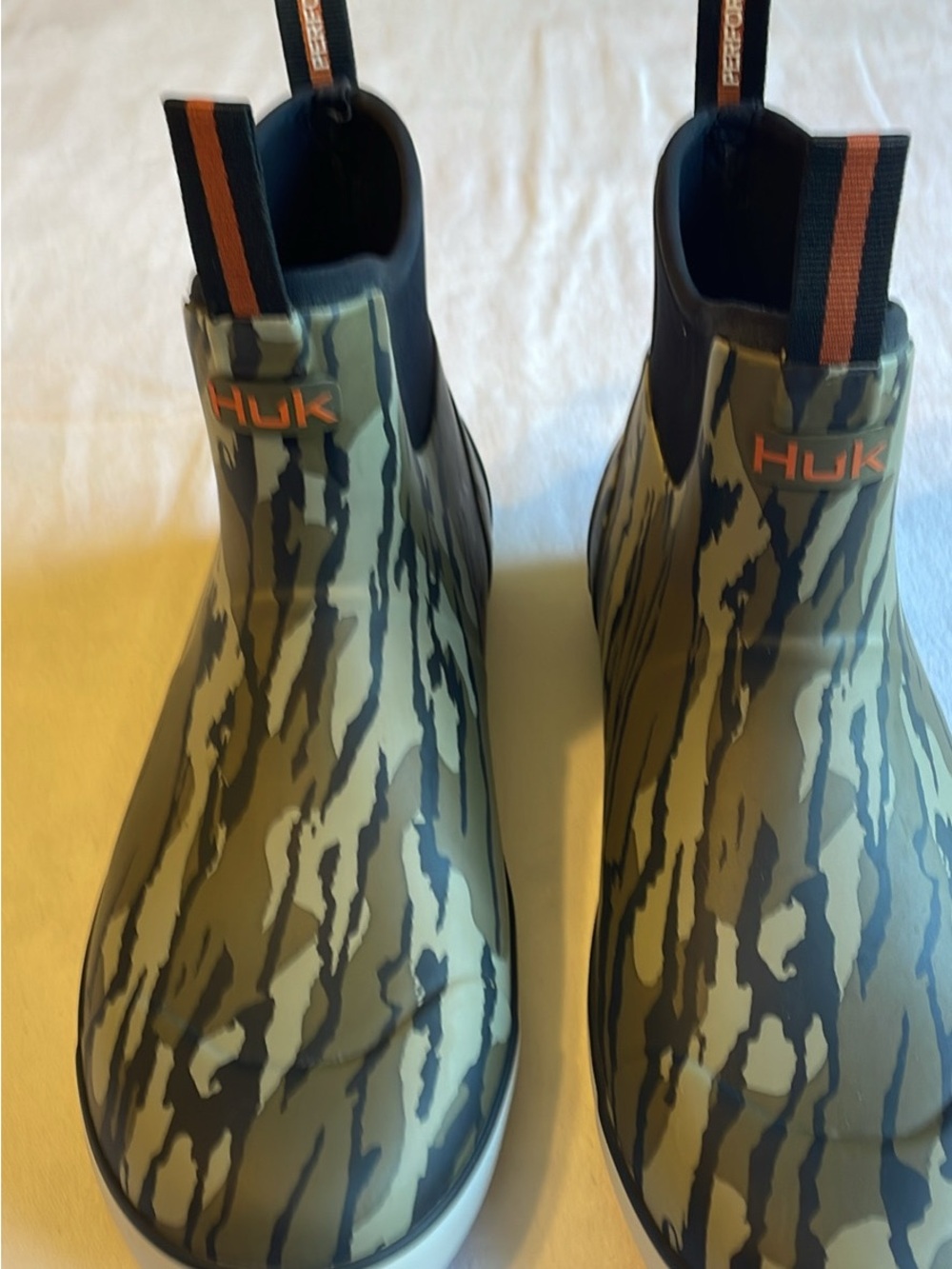 Huk Men’s Olive Camo Slip-On Fishing Boots Size 11
